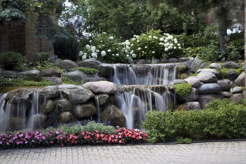 large water feature at entrance to neighborhood