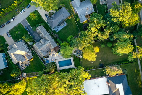 Residential landscape design aerial view 